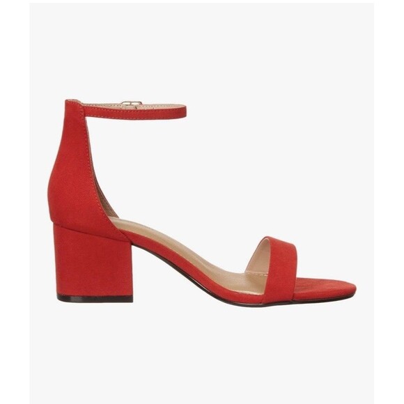 Women's Nola Heeled Sandals Two Strap Open Toe Bright Poppy Red Size 9W - Picture 3 of 12